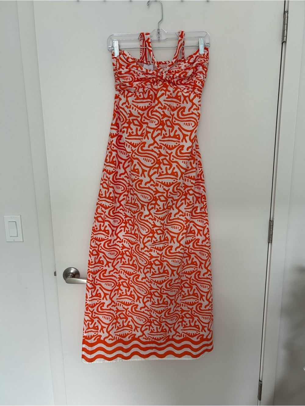 Sleeveless Orange Patterned Maxi Dress